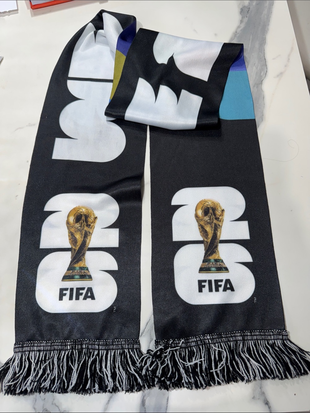 FIFA World Cup 2026 Official Souvenir Scarf Black Multi Color 54 Inch Soccer
